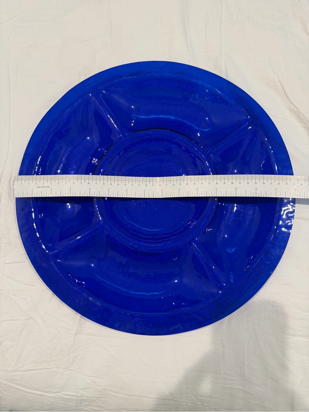 Cobalt Blue Decorative Wall Plate - Elegant Home Art Accent 15” - Picture 4 of 5